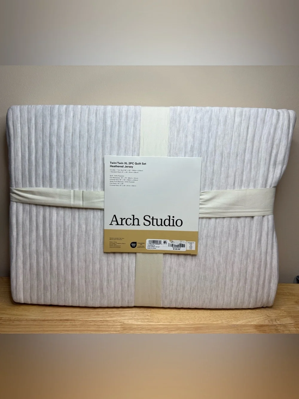 Arch Studio Jersey Quilt Set Heather White NWT $120